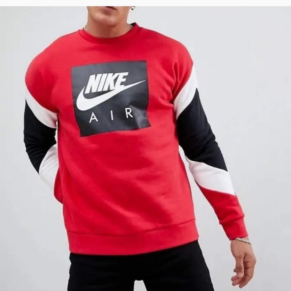 Retro Nike Air Colorblock Athletic Sports Sweatshirt sz M red black